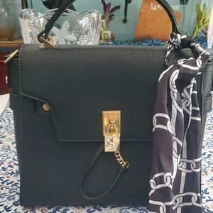 Aldo Black and Gold Structured Satchel